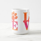 Love Empreintes de pattes café Mug (Centre)