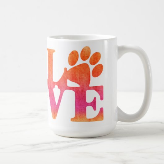 Love Empreintes de pattes café Mug (Droite)