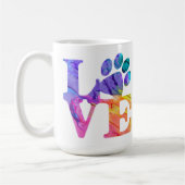 Love Empreintes de pattes café Mug (Gauche)