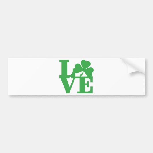 LOVE en Shamrocks Bumpersticker (Voorkant)