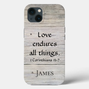 love endures monogram wood iPhone case