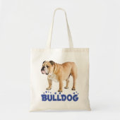 Love English Bulldog Puppy Dog Blue Hearts Tote Bag (Voorkant)