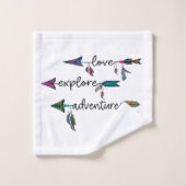 Love Explore Adventure Arrow Tribal Boho Design Bad Handdoek (Wasdoekje)