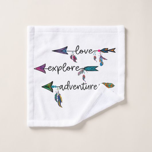 Love Explore Adventure Arrow Tribal Boho Design Bad Handdoek (Wasdoekje)
