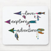 Love Explore Adventure Arrow Tribal Boho Design Muismat (Voorkant)