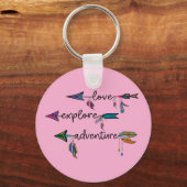 Love Explore Adventure Arrow Tribal Boho Design Sleutelhanger (Voorkant)