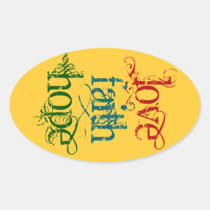 LOVE FAITH HOPE OVALE STICKER