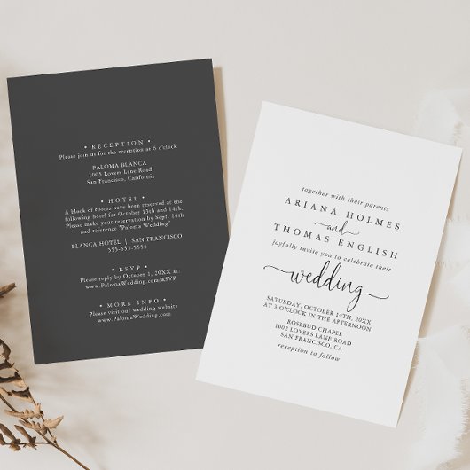 Love Fancy Script Faire-part de mariage avant et a