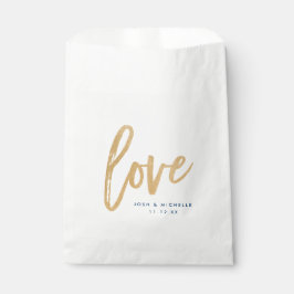 Love Favor Bag, Gold lettering, Weddenschap-tas Bedankzakje