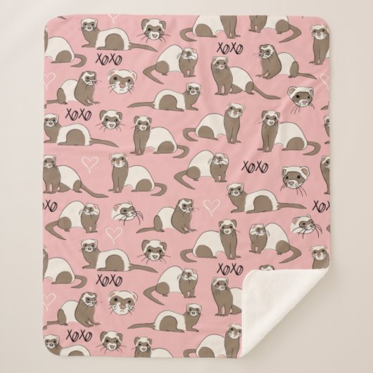 Love Ferret - Pink Sherpa Blanket Deken (Voorkant)