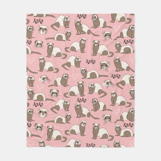 Love Ferret - Roze fleece Blanket Deken (Voorkant)