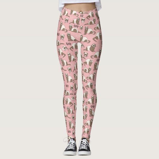 Love Ferrets - Leggings roses (Devant)