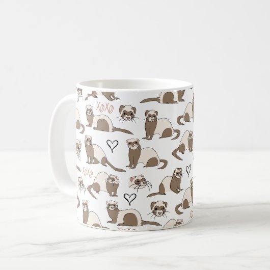 Love Ferrets - Mug de café blanc (Devant gauche)