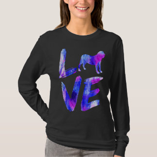 Love Fila Brasileiro Waterverf Blue Dog mama T-shirt