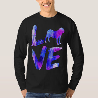 Love Fila Brasileiro Waterverf Blue Dog mama T-shirt