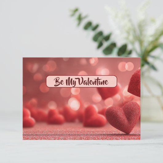 Love-Filled Be My Valentine Flat Romantic Card Bedankkaart (Staand voorkant)
