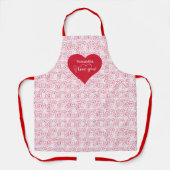 Love Filled Kitchen Personalized Valentine Apron Schort (Voorkant)