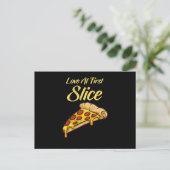 Love first Slice Funny Pizza Pepperoni Cheese Briefkaart (Staand voorkant)