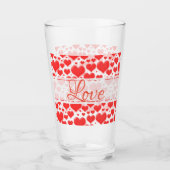 Love Floating Red Valentijnsdag Hearts Pattern Glas (Voorkant)