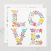 LOVE Floral Invitation Kaart (Voorkant / Achterkant)