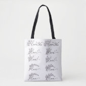 Love & Floral Line Art in 5 set tote bag (Devant)