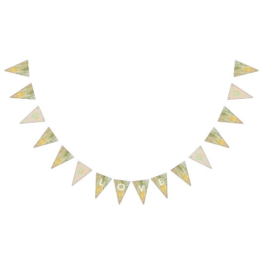 LOVE Floral Rustic Bois Mariage Drapeau (Tout)