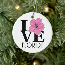LOVE Florida (roze hibiscus) Keramisch Ornament