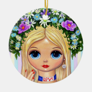 Love Flower Child Beauty Big Eye Doll Cute Keramisch Ornament