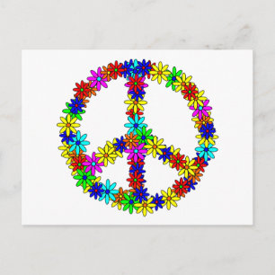 Love Flower Peace Sign Briefkaart
