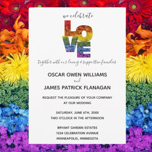 LOVE Flower Same-Sex Wedding Collection Invitation Kaart