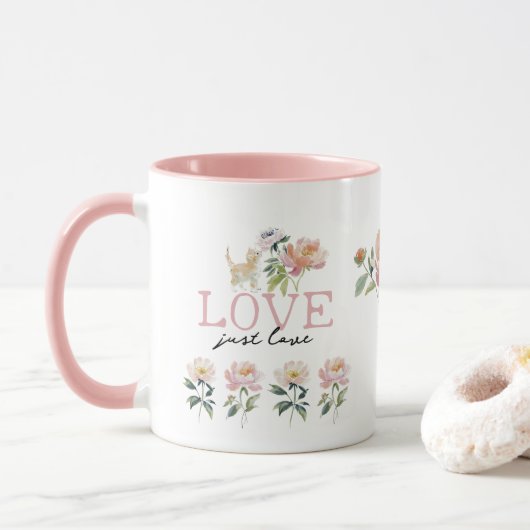 Love, Flowers and Kitten Beautiful Mug (Avec donut)