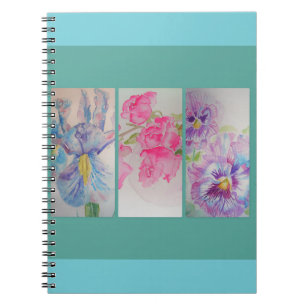 Love Flowers Floral Waterverf Turquoise Notitieboe Notitieboek