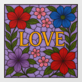 Love Flowers Lavender Stained Glass Cling Raamsticker