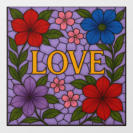 Love Flowers Lavender Stained Glass Cling Raamsticker
