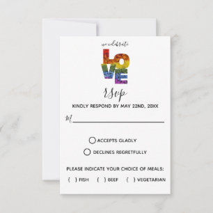 LOVE Flowers Same-Sex Wedding Response Card RSVP Kaartje