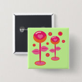 Love Flowers Vierkante Button 5,1 Cm (Voorkant /achterkant)