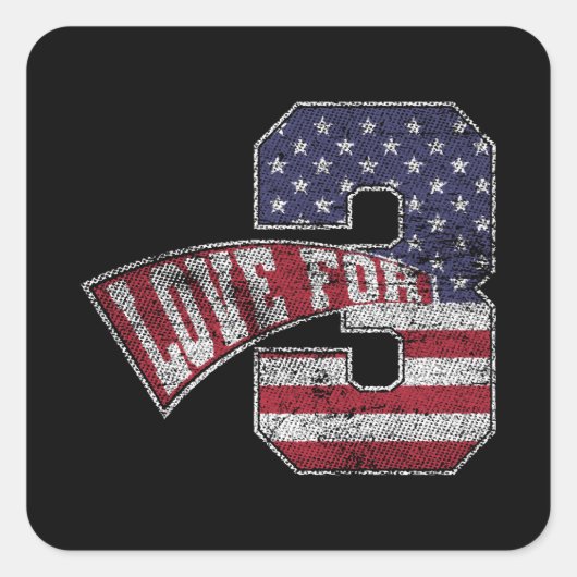 Love for 3 Grungy Version Vierkante Sticker (Voorkant)