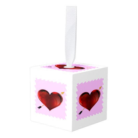 Love Forever Stamp Cube Ornament (Voorkant hoekig)