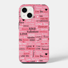 Love Forever - Valentijnsdag Typografie Pattern iPhone 14 Hoesje