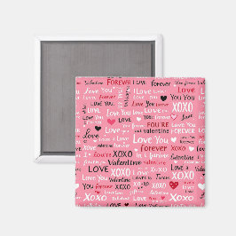 Love Forever - Valentijnsdag Typografie Pattern Magneet