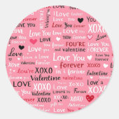Love Forever - Valentijnsdag Typografie Pattern Ronde Sticker (Voorkant)