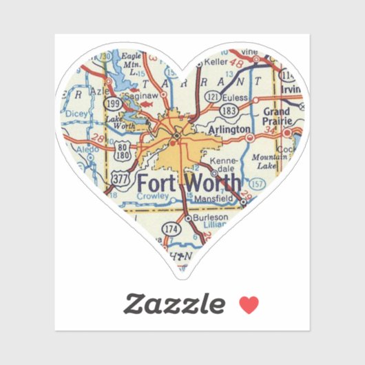 Love Fort Worth  kaart Sticker (Vel)