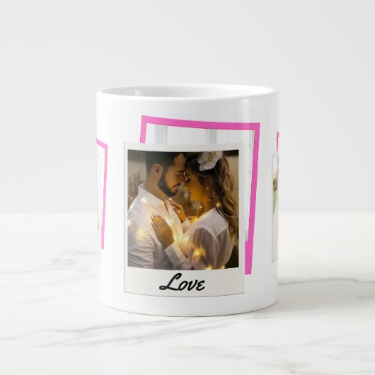 "Love" foto Collage Extra Grote Beker (Voorkant)