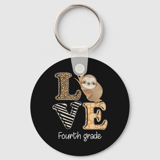 Love Fourth Grade Sloth 4th Grade Teacher Ck To Sc Sleutelhanger (Voorkant)