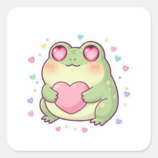 Love Frog Sticker Cute Romantic Frog Heart Kawaii 