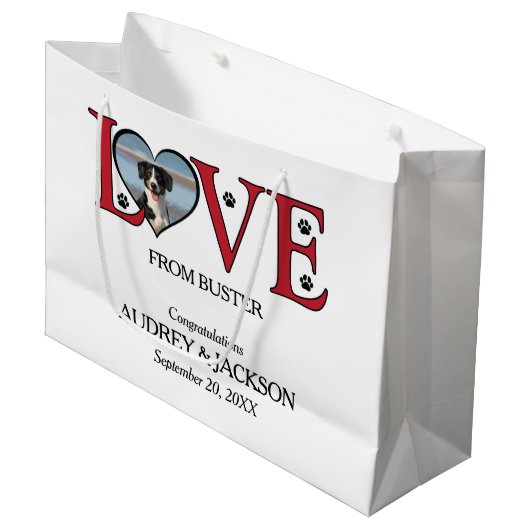 Love From Your Dog Wedding Gift Bag Groot Cadeauzakje (Voorkant Gekanteld)
