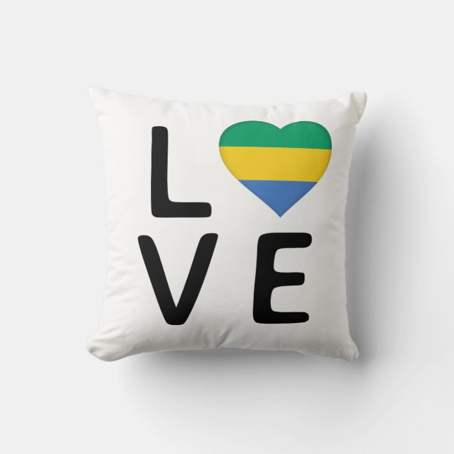 Love - Gabon Flag Kussen (Voorkant)