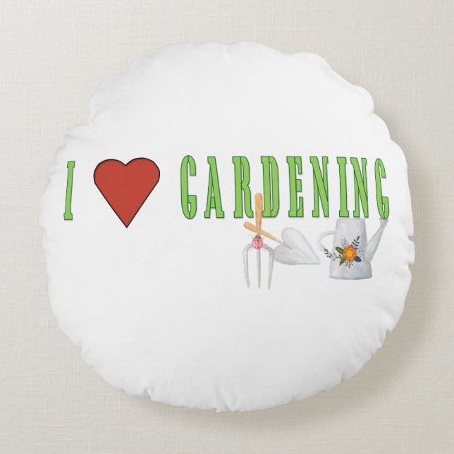 Love Gardening Rond Kussen (Voorkant)
