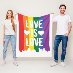 Love Gay Pride LGBT Rainbow Fleece Deken