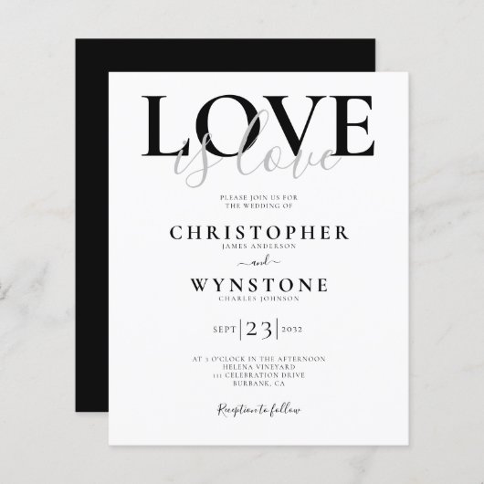 Love Gay Wedding Invitation (Voorkant / Achterkant)